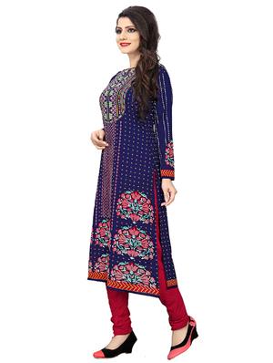 blue crepe churidaar suits unstitched suit - 15515933 - Standard Image - 2