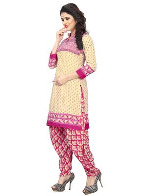 cream crepe patiyala suits unstitched suit - 15515934 - Standard Image - 2