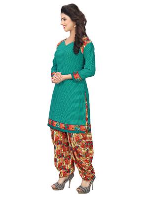 green crepe patiyala suits unstitched suit - 15515935 - Standard Image - 2