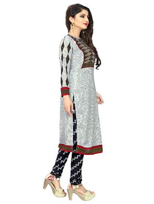 white crepe churidaar suits unstitched suit - 15515937 - Standard Image - 2