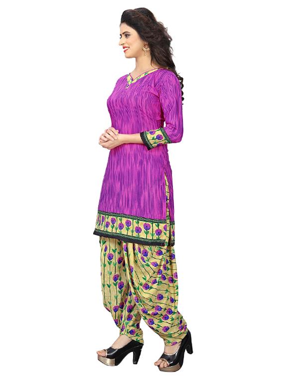 pink crepe patiyala suits unstitched suit - 15515938 - Zoom Image - 2