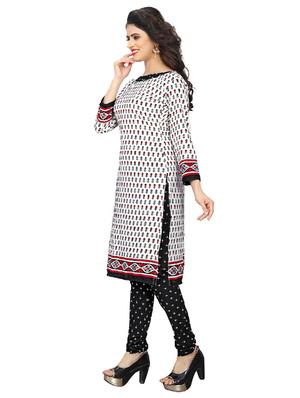 white crepe churidaar suits unstitched suit - 15515941 - Standard Image - 2