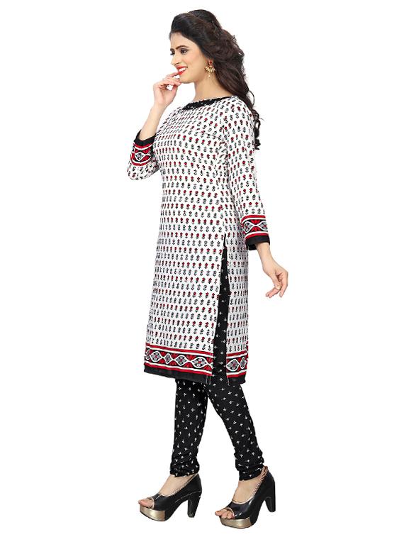 white crepe churidaar suits unstitched suit - 15515941 - Zoom Image - 2