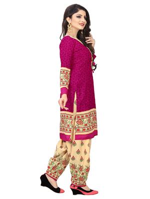 magenta crepe patiyala suits unstitched suit - 15515943 - Standard Image - 2