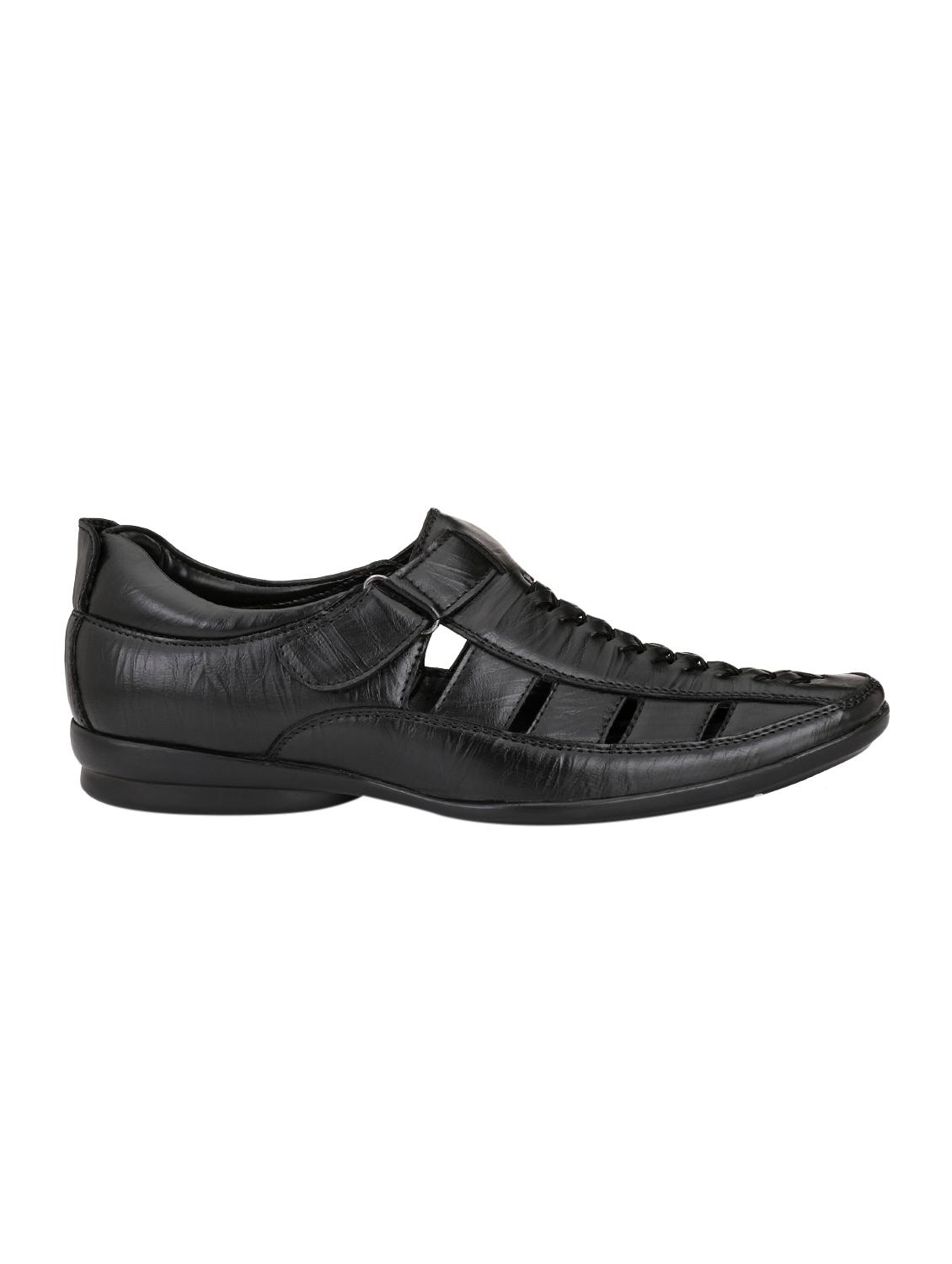 black leatherette slip on sandals - 15516012 - Zoom Image - 2