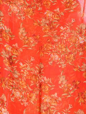 floral printed orange saree with blouse - 15516809 - Standard Image - 2