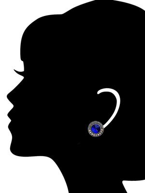 Blue Silver Tone Oxidized Earrings - 15516886 - Standard Image - 2