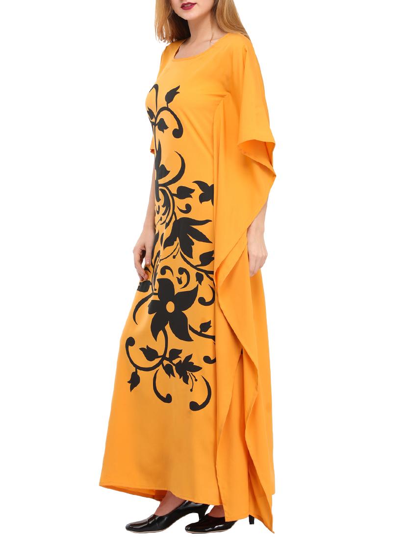 mustard printed kaftan - 15516946 - Zoom Image - 2