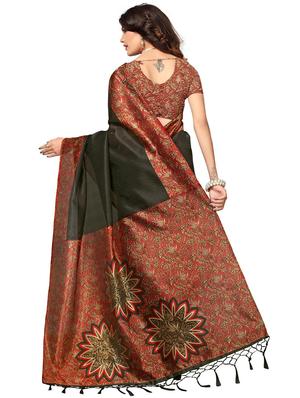 kalamkari printed border saree with blouse - 15517284 - Standard Image - 2