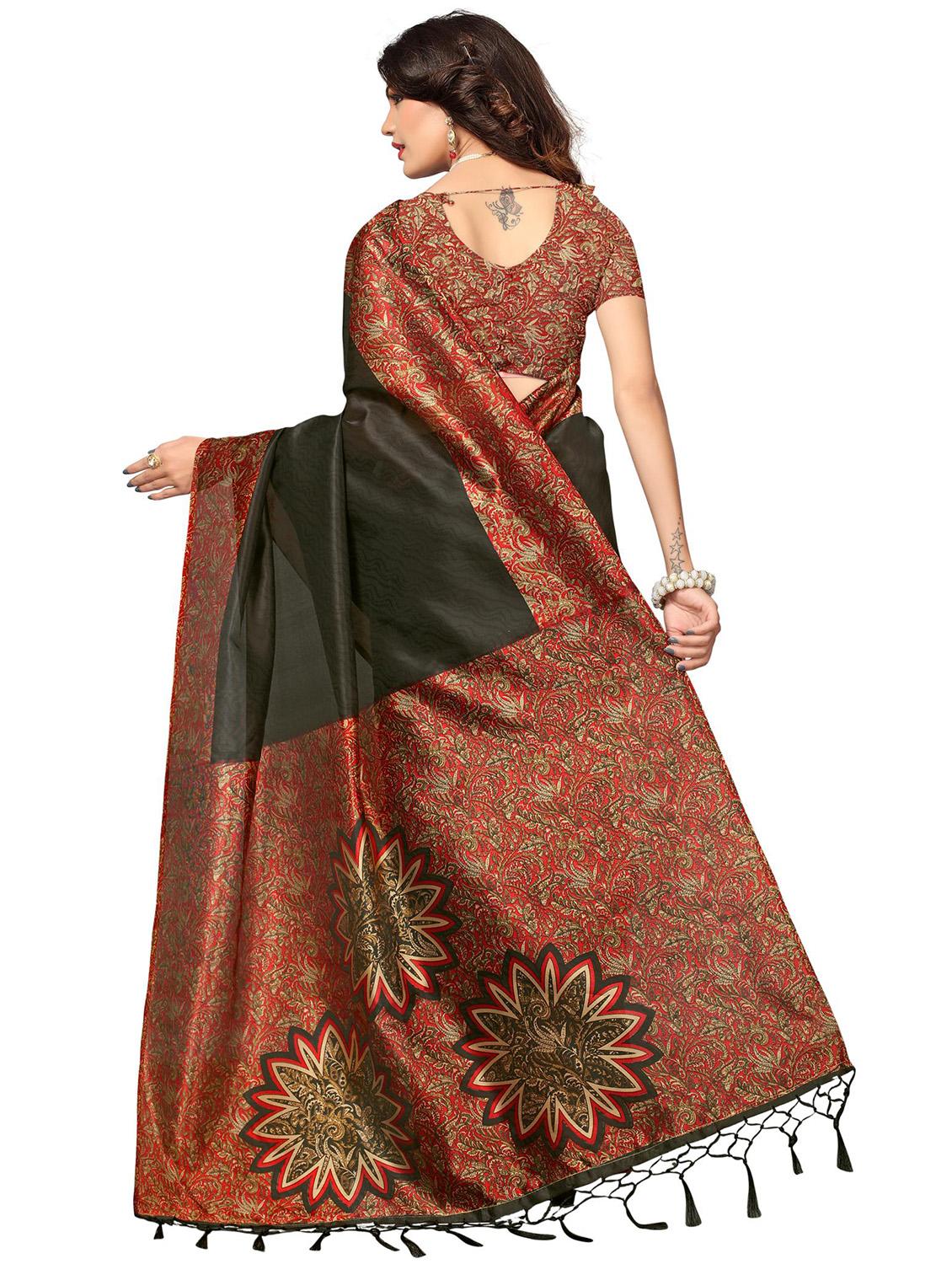 kalamkari printed border saree with blouse - 15517284 - Zoom Image - 2