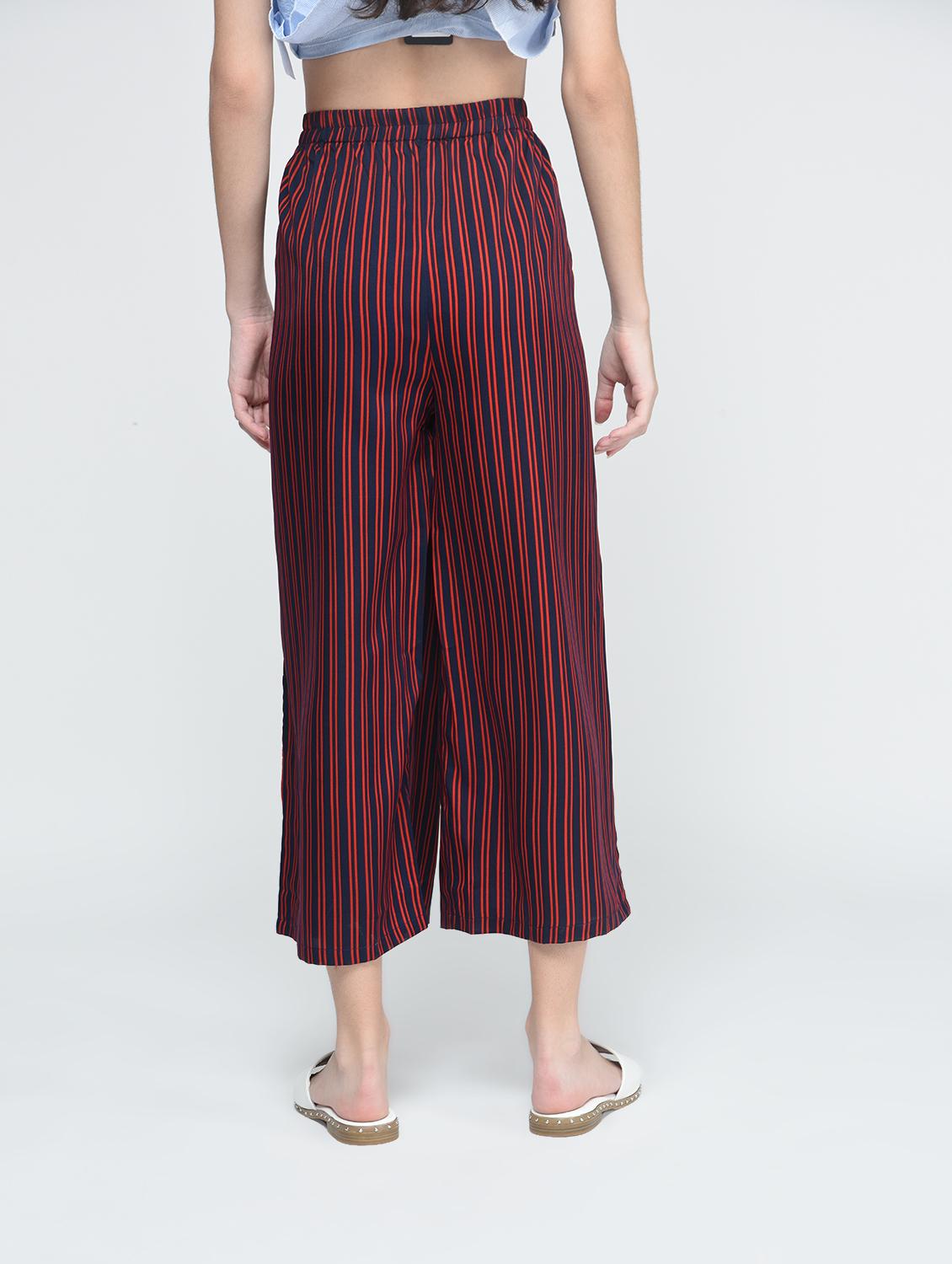 Stripes front tie knot straight palazzo - 15517322 - Zoom Image - 2