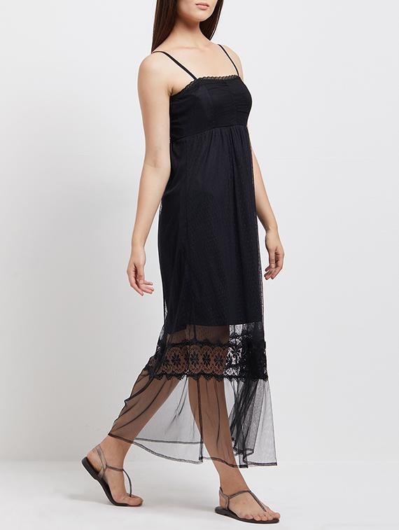 spaghetti straps mesh overlay dress - 15517404 - Zoom Image - 2