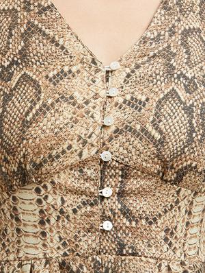 v-neck button detailed printed dress - 15517405 - Standard Image - 5