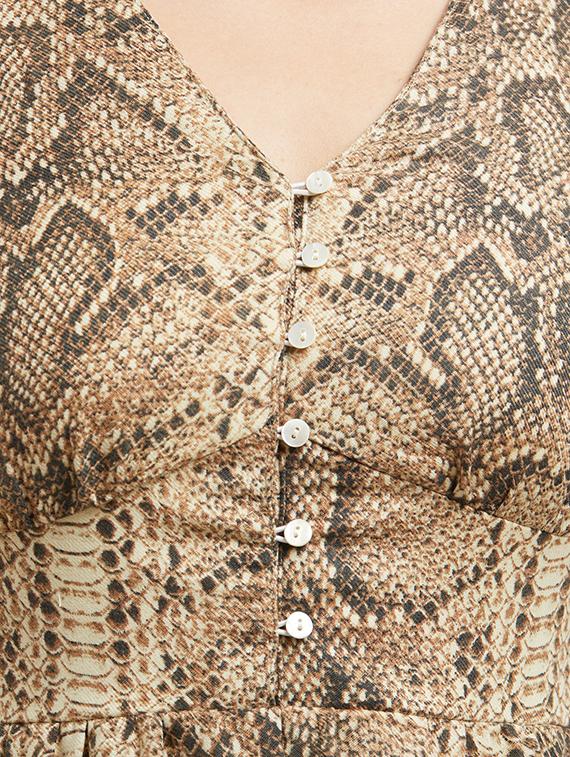v-neck button detailed printed dress - 15517405 - Zoom Image - 5