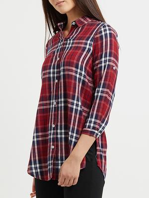 u-shaped hem checkered tunic - 15517408 - Standard Image - 2
