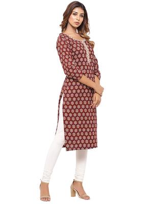 Placket patch printed straight kurta - 15517417 - Standard Image - 2