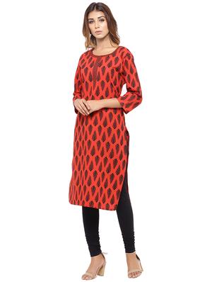 Placket patch printed straight kurta - 15517420 - Standard Image - 2