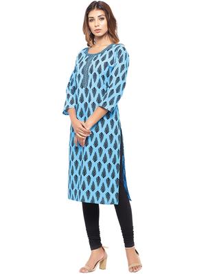 Placket patch printed straight kurta - 15517421 - Standard Image - 2