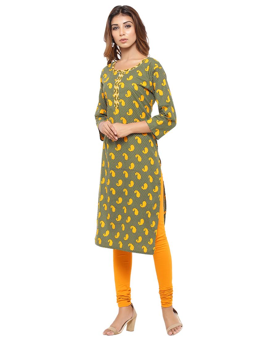 Placket patch printed straight kurta - 15517423 - Zoom Image - 2