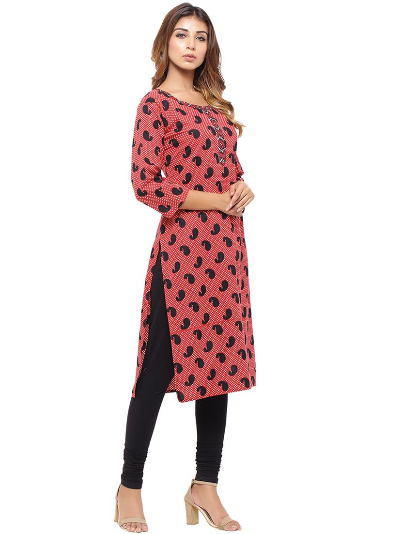 Placket patch printed straight kurta - 15517424 - Zoom Image - 2