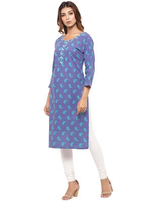 Placket patch printed straight kurta - 15517426 - Standard Image - 2
