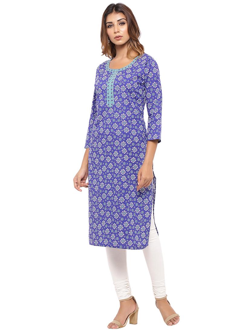 Placket patch printed straight kurta - 15517428 - Zoom Image - 2