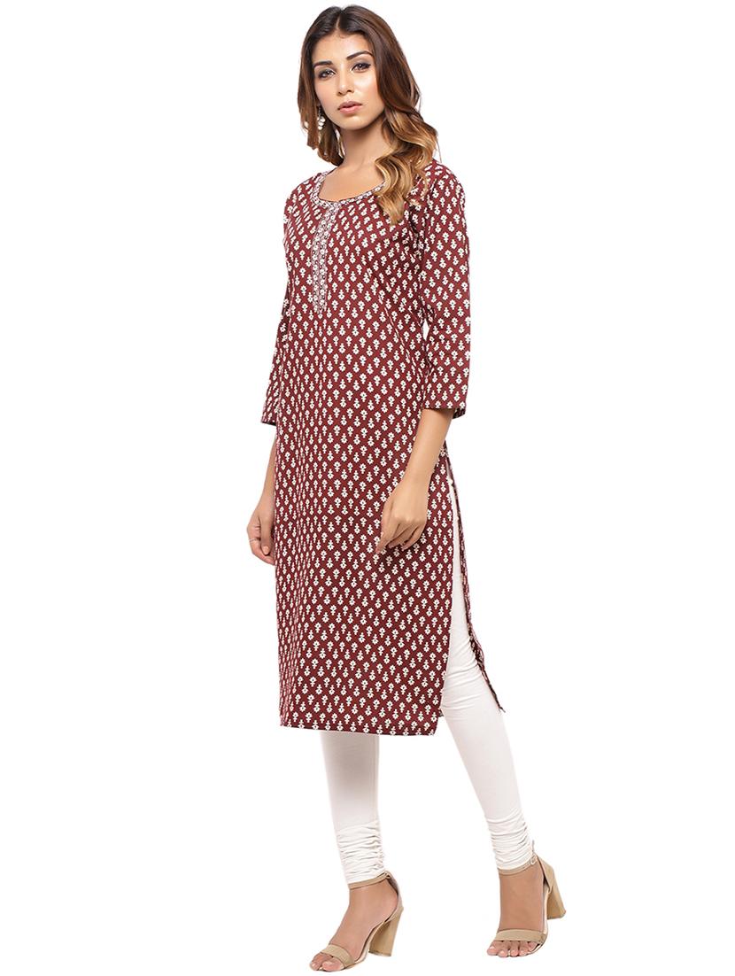 Placket patch printed straight kurta - 15517432 - Zoom Image - 2