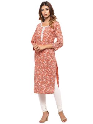 Placket patch printed straight kurta - 15517436 - Standard Image - 2