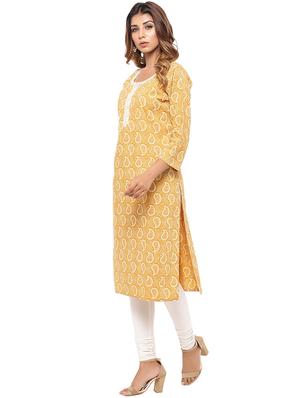 Placket patch printed straight kurta - 15517439 - Standard Image - 2