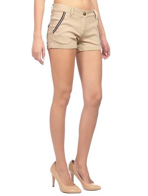 mid waist solid shorts - 15517443 - Standard Image - 2
