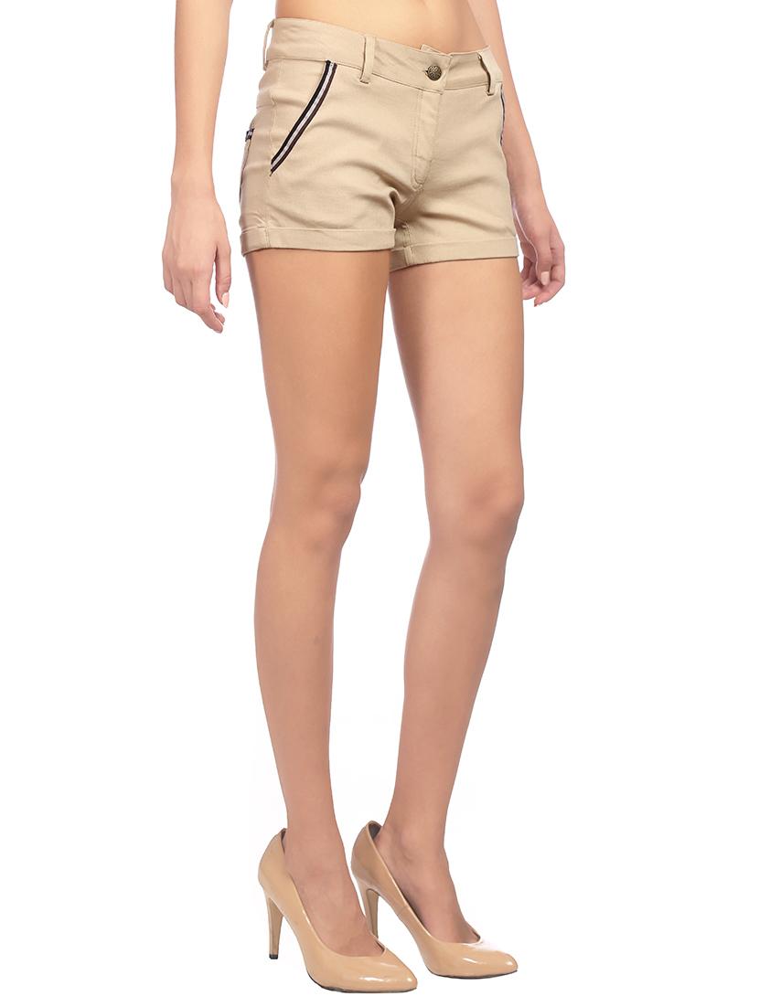 mid waist solid shorts - 15517443 - Zoom Image - 2