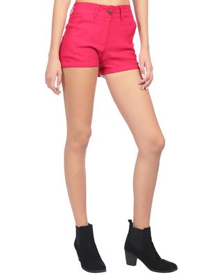 mid waist solid shorts - 15517444 - Standard Image - 2