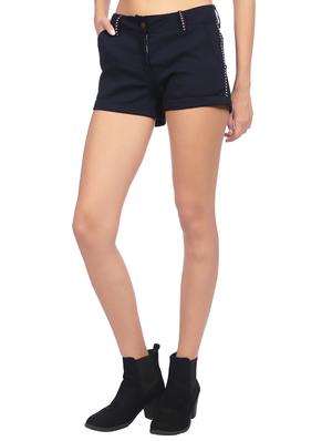 mid waist solid shorts - 15517445 - Standard Image - 2