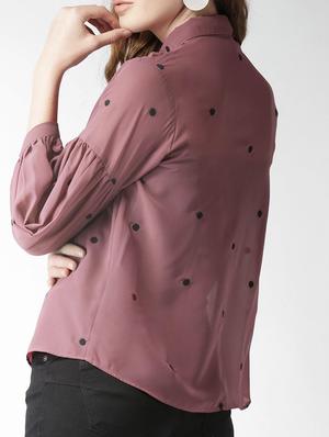 embroidered lantern sleeved shirt - 15517672 - Standard Image - 2