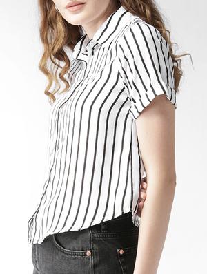 turn-up sleeved striped shirt - 15517674 - Standard Image - 2