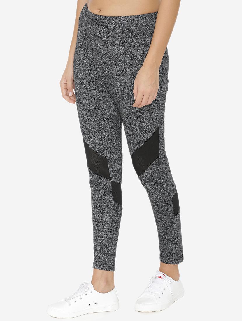 mid rise melange track pants - 15518022 - Zoom Image - 2