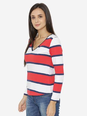 piping neck detail striped top - 15518040 - Standard Image - 2