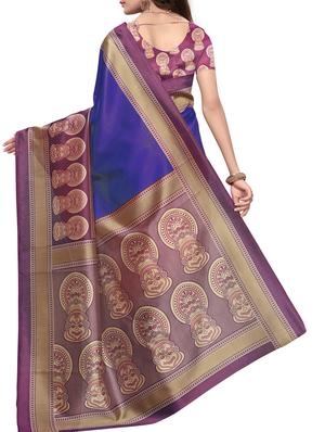 Contrast border mysore silk saree with blouse - 15518134 - Standard Image - 2