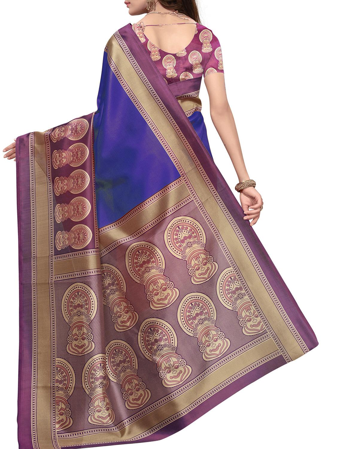 Contrast border mysore silk saree with blouse - 15518134 - Zoom Image - 2