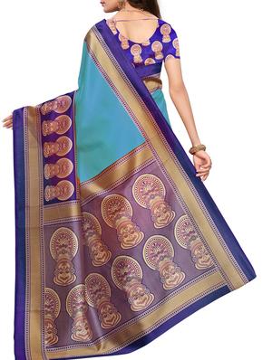 Contrast border mysore silk saree with blouse - 15518135 - Standard Image - 2