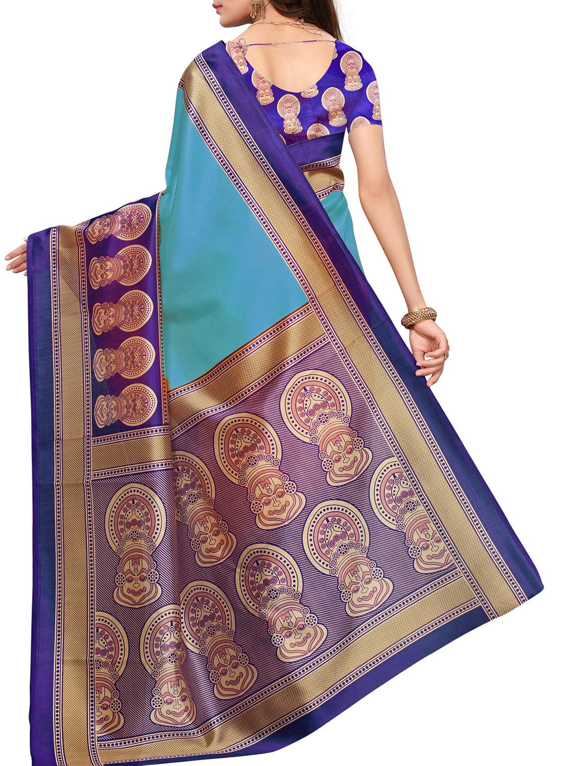 Contrast border mysore silk saree with blouse - 15518135 - Zoom Image - 2