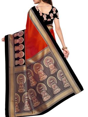 Contrast border mysore silk saree with blouse - 15518136 - Standard Image - 2