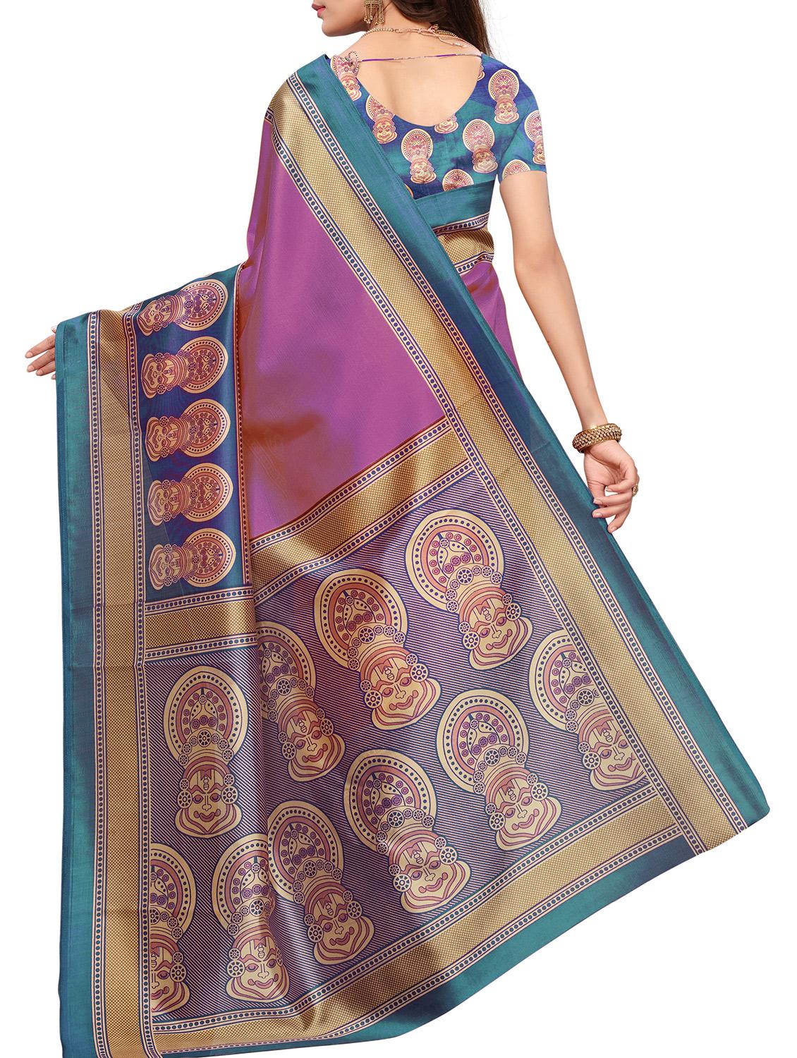 Contrast border mysore silk saree with blouse - 15518137 - Zoom Image - 2