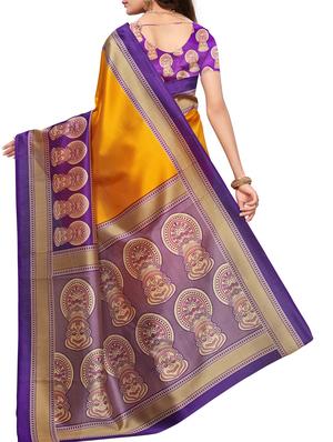 Contrast border mysore silk saree with blouse - 15518138 - Standard Image - 2