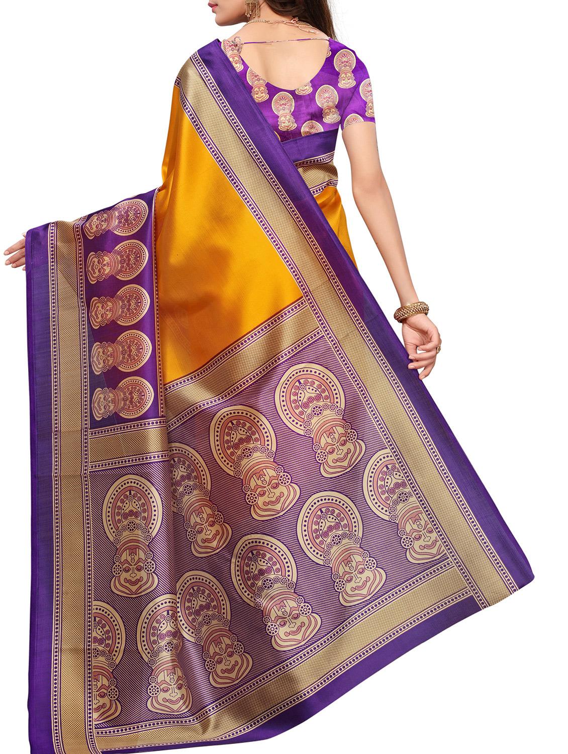 Contrast border mysore silk saree with blouse - 15518138 - Zoom Image - 2