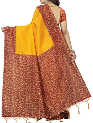 Contrast border mysore silk saree with blouse - 15518139 - Standard Image - 2