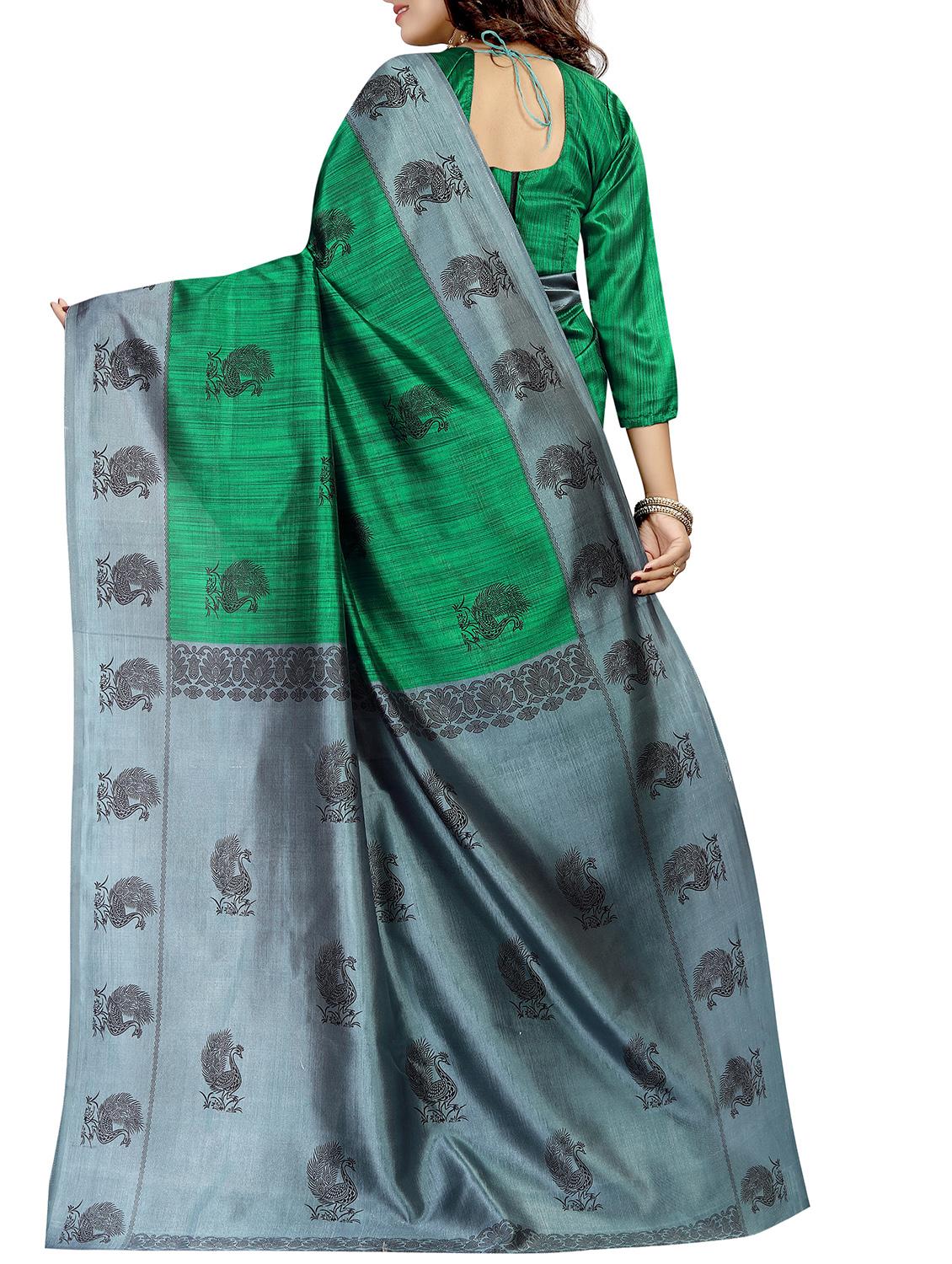 Conversational printed mysore silk saree with blouse - 15518147 - Zoom Image - 2