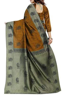 Conversational printed mysore silk saree with blouse - 15518148 - Standard Image - 2