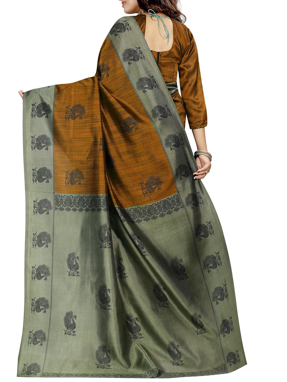 Conversational printed mysore silk saree with blouse - 15518148 - Zoom Image - 2