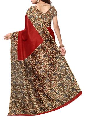 Contrast border mysore silk saree with blouse - 15518149 - Standard Image - 2